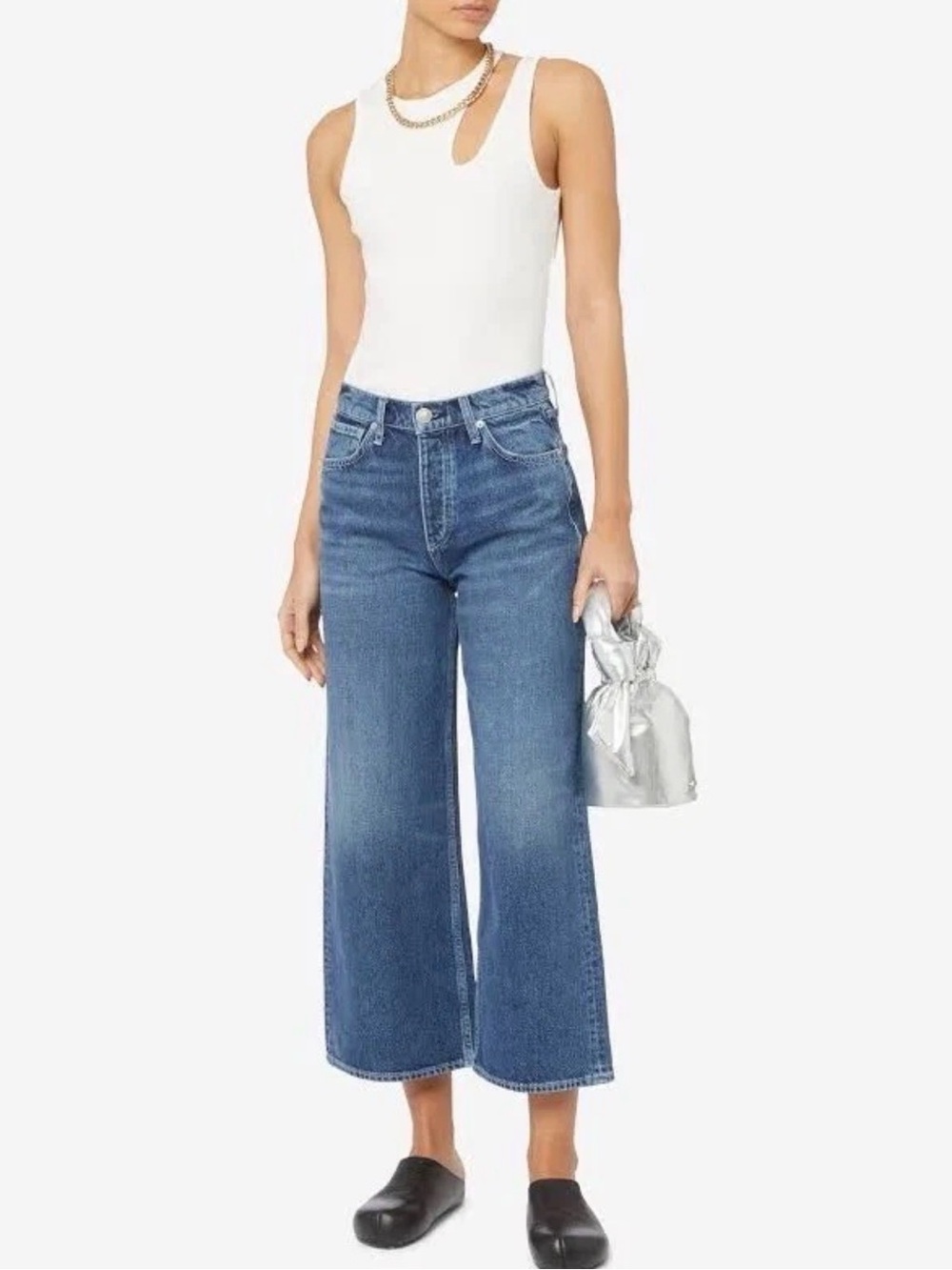 Rag & Bone Andi High Rise Ankle Wide Leg Jeans Color Corso Blue Denim size 32